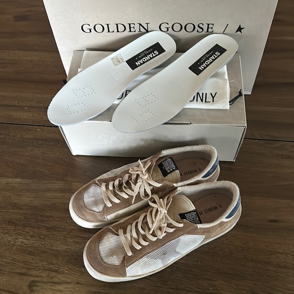 EUC Golden Goose Stardan in beige nylon and mesh with tobacco suede inserts 44 - Picture 2 of 8